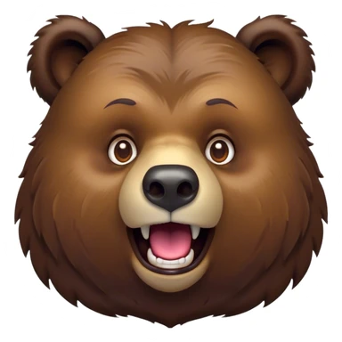 Cinematic Comical Grizzly Bear Portrait Emoji, Head tilted dramatically with an exaggeratedly amused expression, featuring a striking, rugged deep brown fur with bold fur texture, wide, expressive eyes filled with playful disbelief, Simplified yet hilariously expressive features, highly detailed, glowing with a slightly sassy glow, high shine, dramatic yet playful, stylized with an air of cheeky wilderness mischief, bright and endearing, soft glowing outline, capturing the essence of a spirited and over-the-top grizzly, so meme-worthy it feels like it could roar its way into internet fame instantly! sticker