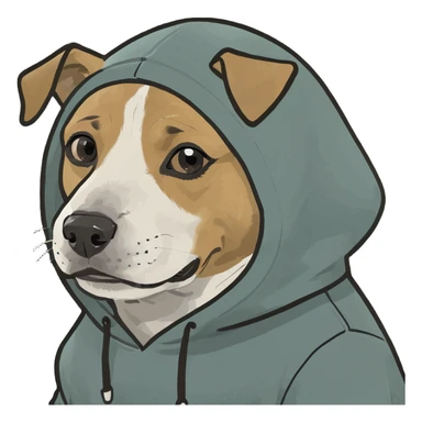 Dog wearing a hoodie  sticker