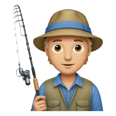 a man holding a fishing rod sticker