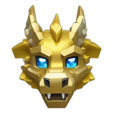 Minecraft Glitter Gold Dragon Head With Diamond Horn sticker