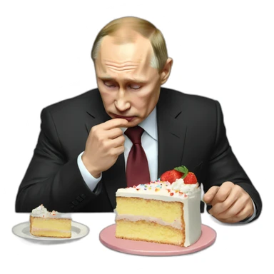 sad putin eating cake sticker