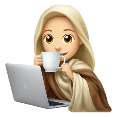 White Girl drinking tea with blanket on a macbook sticker