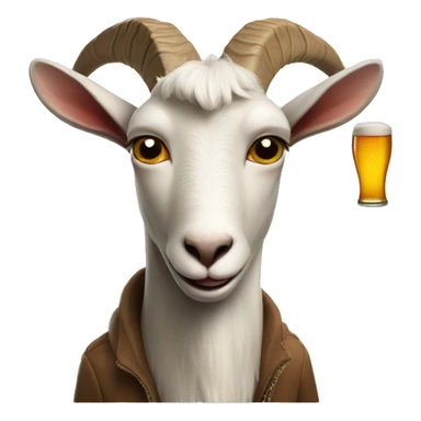 Goat with a beer smoking a cigarette sticker