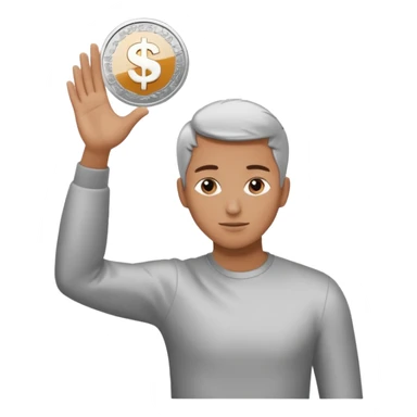 Coin flipped in the air, character already turning away sticker