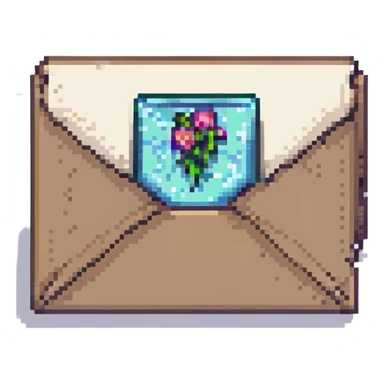 open envelope with letter in Minecraft pixel art style sticker