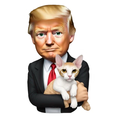Donald Trump holding a Devon Rex cat sticker