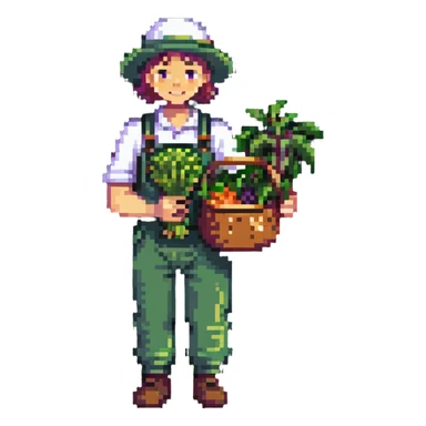 Happy gardener with trophy and prize vegetables sticker