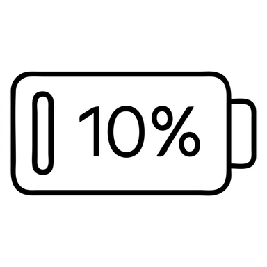 Low battery icon showing 10% power remaining sticker