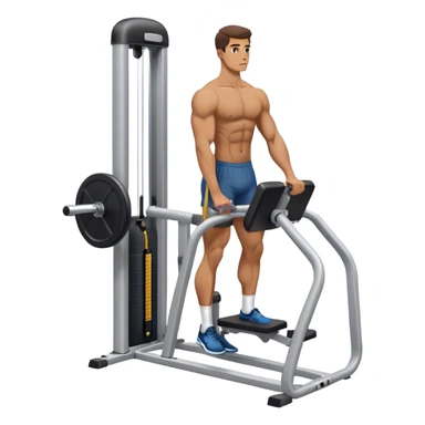 side-view of guy using calf-raise machine sticker