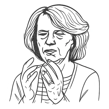 a hand drawn black outline portrait of philosopher Catherine Larrère based on this image sticker