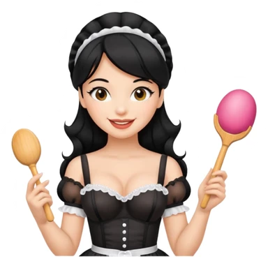 Sexy Latina maid showing off her fat ass and body in some sexy maid lingerie give her black hair and a sex toy in her hand  sticker