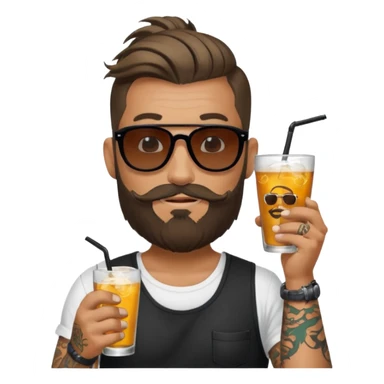 tatoo guy drink holders with sunglass bearded bun hair sticker