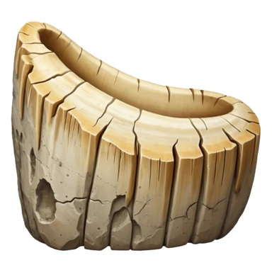 3D render of Mammoth Tusk, embedded in a chunk of rough sedimentary rock, cracked stone texture, ancient fossil aesthetic, weathered white ivory texture with cracks, matte dry finish, Apple emoji style, isolated on white background --v 6.0. sticker
