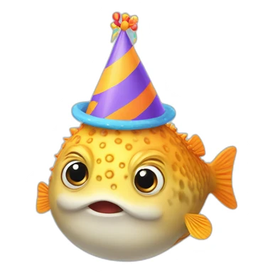 blowfish wearing happy birthday hat “Priya” sticker
