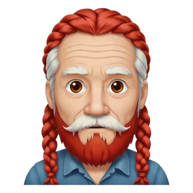 very old, white bearded and white mustached, red long haired, braided, earringed sticker