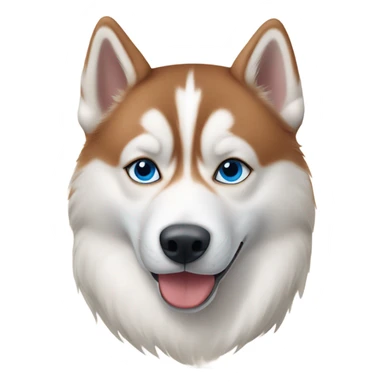 Red Siberian husky with blue eyes, laying down, realistic emoji sticker