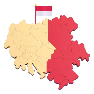 3D illustration of Austria's map with the Austrian flag colors clearly visible and vibrant on the terrain sticker