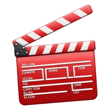 red clapperboard used in filmmaking, cute and stylish design with glitter sticker