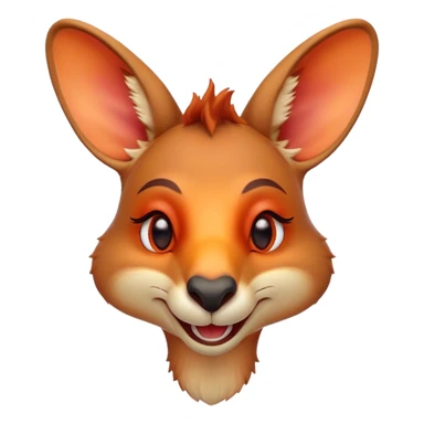 Cinematic Comical Kangaroo Portrait Emoji, Head tilted dramatically with an exaggeratedly amused expression, featuring a striking red-orange fur with a playful glint in its wide, expressive amber eyes, Simplified yet hilariously expressive features, highly detailed, glowing with a slightly sassy glow, high shine, dramatic yet playful, stylized with an air of cheeky outback mischief, bright and endearing, soft glowing outline, capturing the essence of a spirited and over‐the‐top kangaroo, so meme‐worthy it feels like it could bounce its way into internet fame instantly! sticker