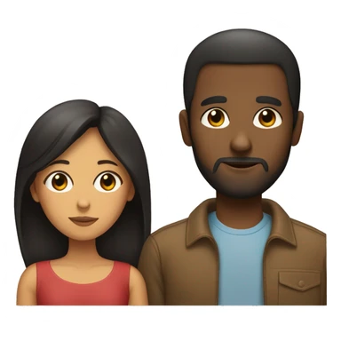 BLACK Man with dark VERY SHORT hair WITH beard kissing HISPANIC woman with VERY long STRAIGHT brown hair sticker