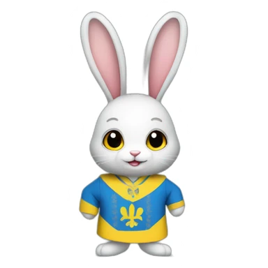 rabbit in a Ukrainian flag costume sticker