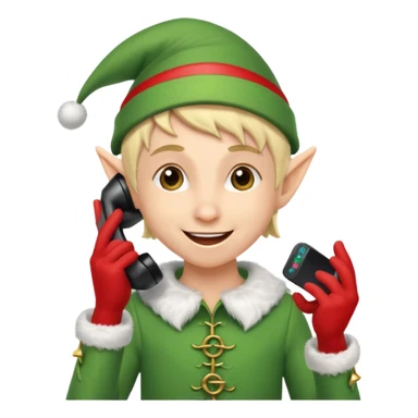 christmas mini elf talking on the phone sticker
