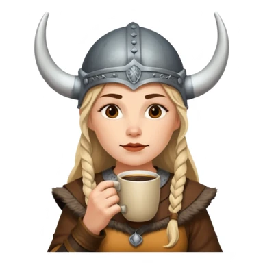 viking woman drinking coffee sticker
