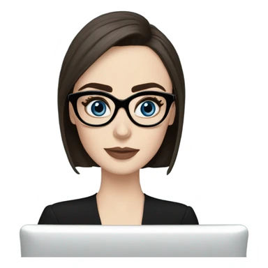 Lily collins blue eyes wearing glasses in a business meeting black dress sticker