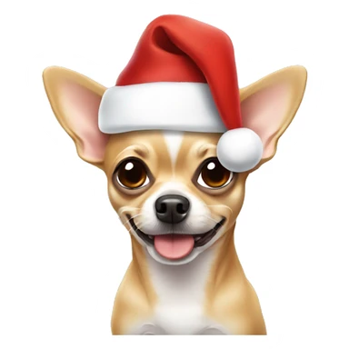 tan chihuahua wearing a santa hat sticker