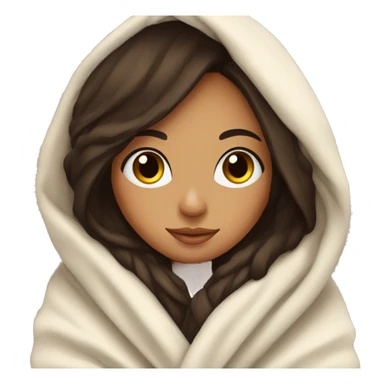 cozy brunette girl wrapped in blanket with eyelashes sticker