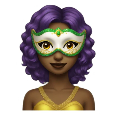 girl wearing a mardi gras mask white skin sticker