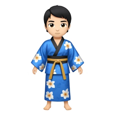 Кимоно синий для дзюдо мальчик с черными волосами все тело черный пояс     Волосы на бчуть добрее sticker
