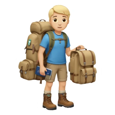 blonde haired Traveler character with passport, backpacker, male sticker