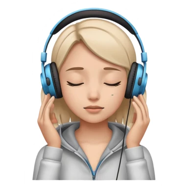 Girl wearing headphones with her eyes close sticker