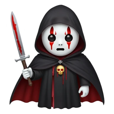 make a ghost face emoji with a cloak on and a bloody knife from the movie scream sticker
