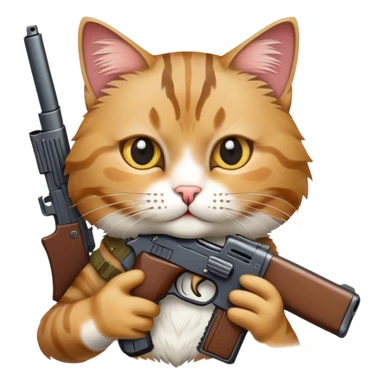 Cat with a gun  sticker