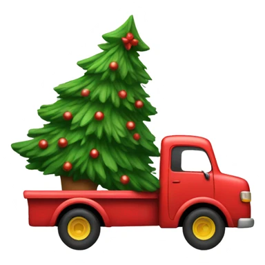 Little red truck hauling a Christmas tree sticker