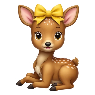 Newborn Baby Deer with Yellow bow sticker