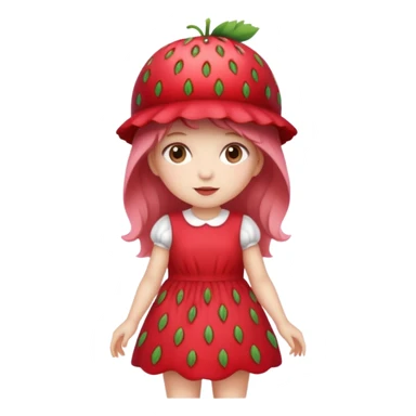 Strawberry shortcake human girl full body and legs with a strawberry hat on her hair and dress without a cake sticker