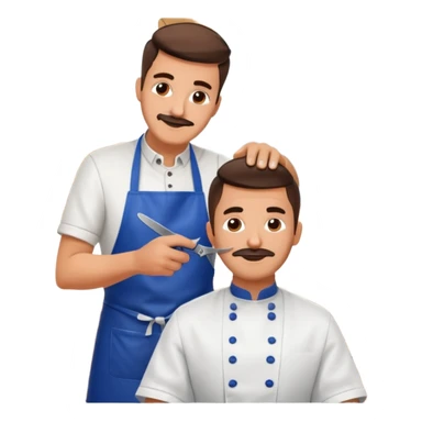 At a barbershop, the experienced barber is teaching his apprentice how to properly cut hair, offering tips on technique, customer service, and attention to detail. The mentor emphasizes the importance of precision, patience, and building trust with clients sticker