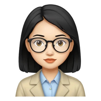 young Vietnamese girl with shoulder-length black hair and glasses sticker