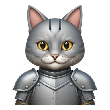 Crea un gato atigrado con armadura medieval sticker