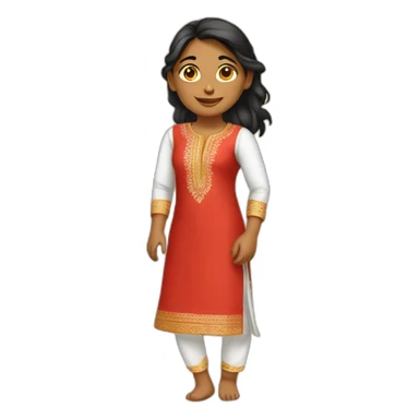 an indian girl wearing a red kurti and white pajama sticker