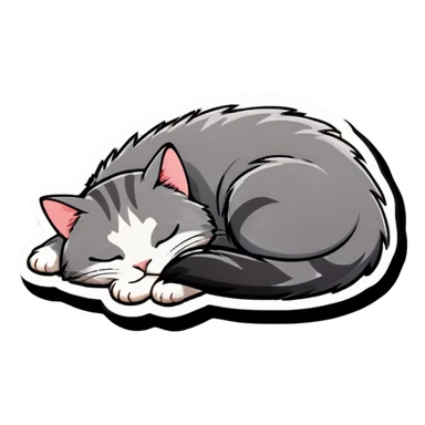 Grey cat sleeping  sticker