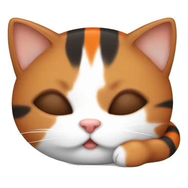 Cute brown and orange and white and black kitten sleeping sticker