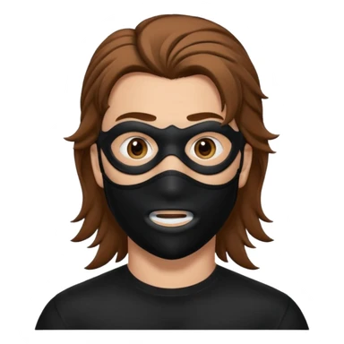 A guy with a brown mullet and a black mask over his mouth and nose sticker