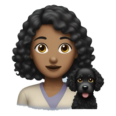 Black haired woman with black curly haired dog sticker