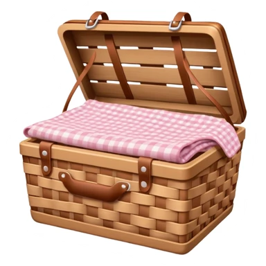 Picnic Basket With Light Pink Gingham Blanket sticker