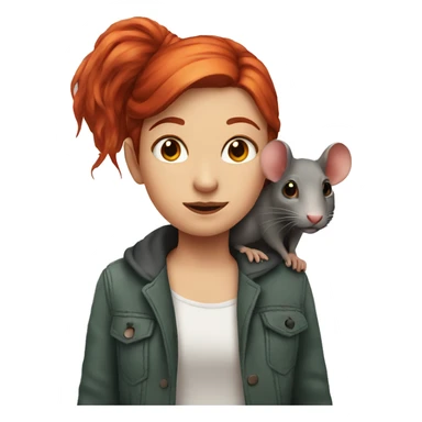 girl with red hair with a rat on her shoulder sticker