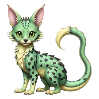 Realistic cool badass swampy greenish dark edgy spooky Flurry furry scary slimy oily glossy wet gloomy dusky scaly sergal-serval-possum-sphynx-Koi-sergal-fusion-animal-hybrid-creature with a snake-tail sticker